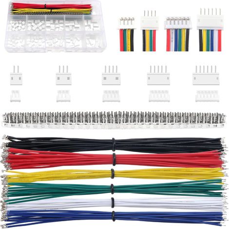 420 Pieces 1.5mm JST Connector Kit, JST-ZH 2/3/4/5/6 Pin and Male/Female Connector, with 26 AWG Pre-Crimped Cables and Single Female Pin Crimp Terminal
