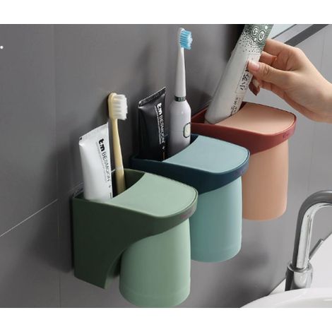 Juego de 3 portacepillos de dientes magnéticos con soporte de pared – Instalación sin taladro, ahorra espacio (1/4)