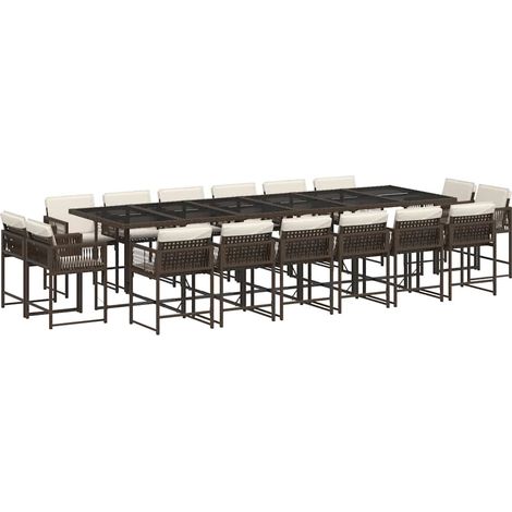Maison Exclusive - Ensemble à manger de jardin et coussins 17 pcs marron rotin (1/5)