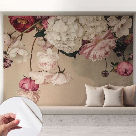 Papier peint autocollant adhésif avec imprimé motifs uniques apparence moderne Fleurs romantiques 208x146 cm (1/5)