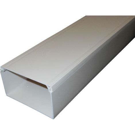 Goulotte de câbles blanche, 100 x 60 mm, 2 mètres de long, en plastique de haute qualité, avec couvercle facile à ouvrir