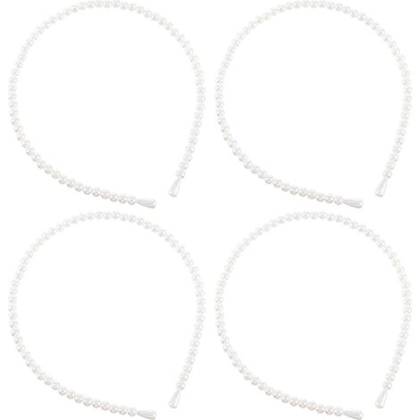 Lot de 4 serre-têtes à perles pour filles, accessoire de fête élégant, 14 x 12 x 0,6 cm (1/5)