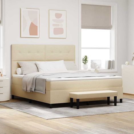 Boxspringbett mit Kopfteil Creme 180 x 200 cm Stoff (1/5)