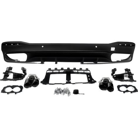 Diffuseur de pare-chocs arrière, compatible avec le SUV Benz GLS Classe X167 2019+, compatible AMG-Line, embouts d'échappement inclus, comme indiqué (1/2)