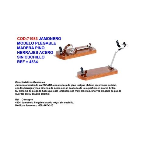 Porta prosciutto pieghevole in legno laccato noce 4534 Buarfe