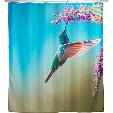WENKO Duschvorhang Managua, Textil (Polyester), 180 x 200 cm, waschbar, Mehrfarbig, Polyester mehrfarbig (1/2)