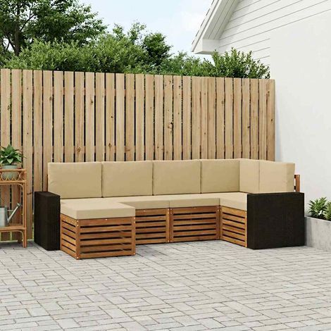 vidaXL Ecksofa Set mit Kissen 6 pcs Natur und Beige (1/5)