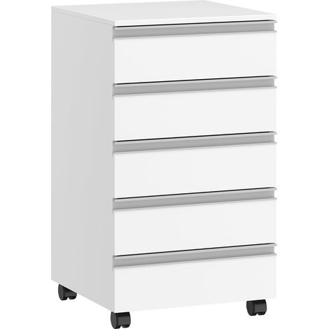 Caisson de bureau mobile 5 tiroirs sur roulettes – Dimensions 40 x 40 x 70 cm – Panneaux de particules et acier – Charge max 50 kg (1/5)