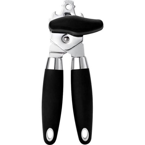 1 Ouvre-boîte manuel, acier inoxydable, bouton ergonomique, décapsuleur intégré, cuisine (1/4)
