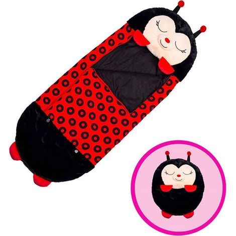 Coussin de sac de couchage pliant, 2 en 1 épaissi sac de couchage créatif pour enfants Licorne bébé tout - petit Cartoon chaud anti - coup de pied par pyjama clip coton, coccin noire (1/5)