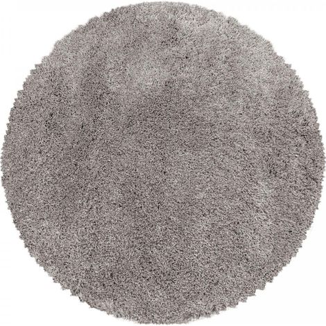 Tapis longs poils shaggy Ø160cm beige tissé rond motif uni UNI B (1/4)