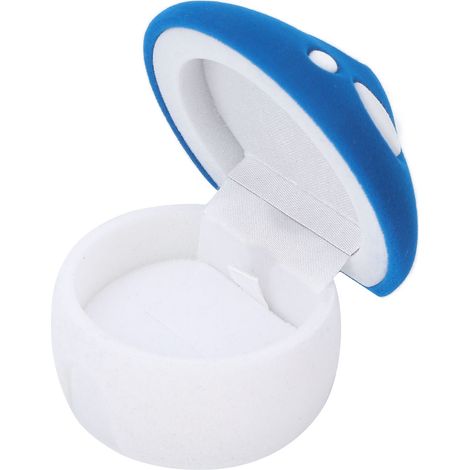 Boîte à bijoux de voyage, organisateur portable bleu en forme de champignon pour boucles d'oreilles, colliers et bracelets. (1/5)
