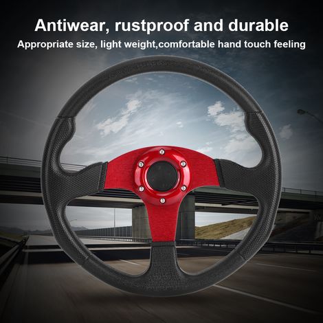 Volant sport de course en forme de disque de 14 pouces (350 mm de profondeur), à 6 boulons, volant de performance pour modification automobile, disponible en plusieurs couleurs, rouge. (1/4)