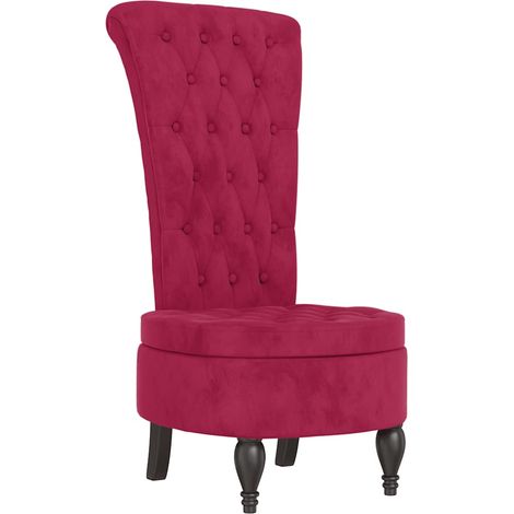 Maison Exclusive - Sedia Schienale Alto Design Bottoni Velluto Rosso Vino Chiaro (1/5)