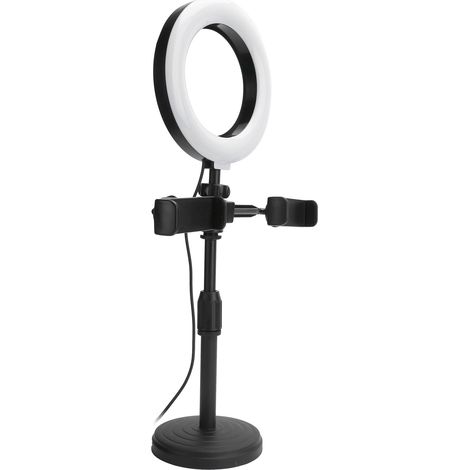 Support pour téléphone portable avec 2 pinces et anneau lumineux LED de 15 cm pour diffusion en direct (1/5)