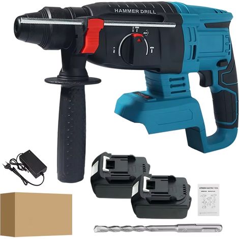 Marteau perforateur rotatif sans fil 26mm SDS-Plus Brushless compatible 18V – perceuse à percussion 3 fonctions 2 batteries lithium incluses (1/5)