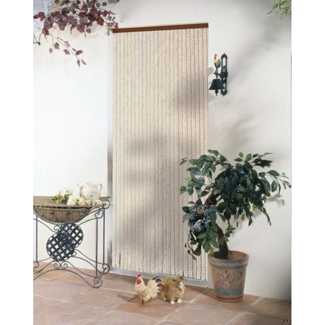Rideau d'extérieur en chenille beige 120 x 220 cm – Efficace contre chaleur et insectes – Fibres synthétiques souples – Jardideco (1/3)