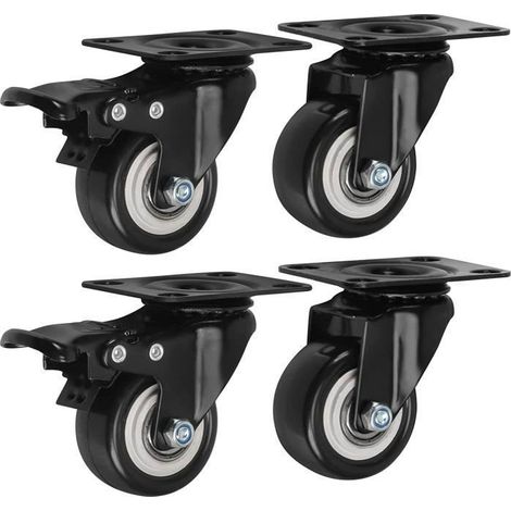 4 Roulettes Pivotantes 50mm 280KG Roulettes Pivotantes Avec Frein Roulettes pour Meubles Charge Lourde Transport Chariot (1/4)
