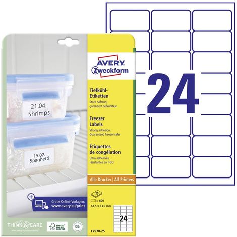 Avery L7970-25 etichetta autoadesiva Rettangolo con angoli arrotondati Bianco 600 pz (1/5)