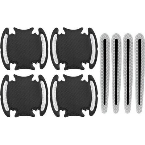 CSPARKV 8 Pièces Autocollants Réfléchissants de Poignée de Porte de Voiture Blanc Anti-Rayures Poignée Protection Film Porte Tasse Bol Tampon Sécurité Bandes (1/4)