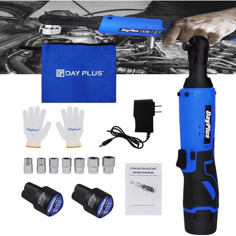 3/8" Cordless Ratchet Wrench Set, 100Nm Power Electric Ratchet Driver with 7 Sockets, 2X 1500mAh Lithium-Ion Batteries, Fast Charge, Variable Speed Trigger and LED Light (1/5)