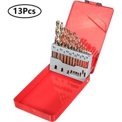 Jeu de 13 forets à pointe fendue à 135 degrés M35 5% Cobalt métal HSS torsion pour plastique et bois (1/5)