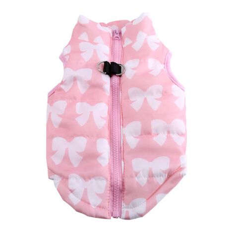 QORVA-Veste pour animaux de compagnie, gilet en coton avec nud papillon, vêtements chauds coupe-vent d'hiver et d'automne, Costumes (rose M) (1/3)