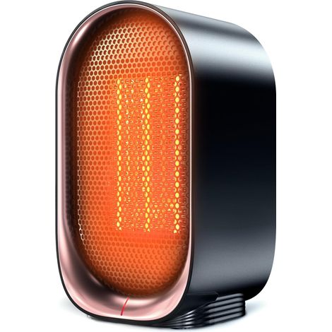 Radiateur soufflant,1000W chauffage céramique PTC avec protection surchauffe et anti-basculement, Appareil de chauffage électrique portable silencieux pour bureau ou chambre, Noir (1/5)