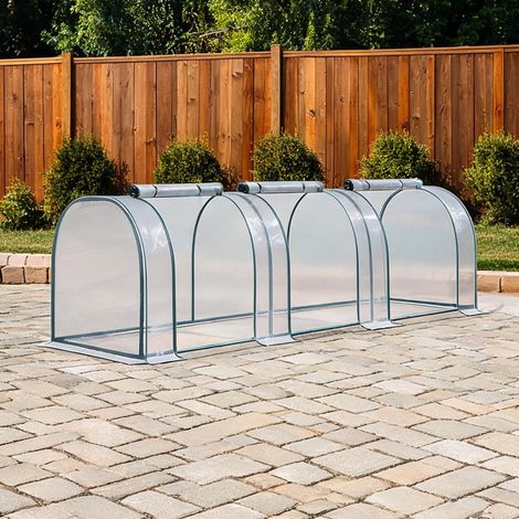 Serre de jardin transparent en acier plastique 350 x 100 x 80 cm (1/5)