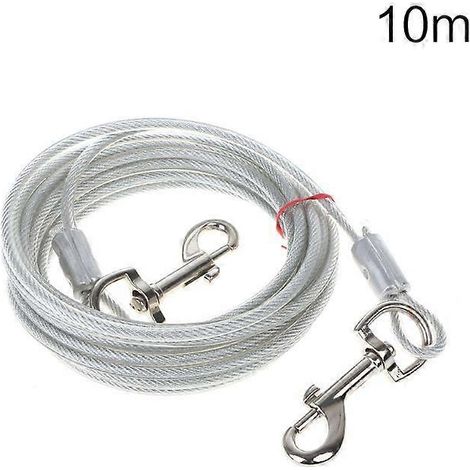 Chaîne d'attache pour chien durable, câble de promenade pour petit chien et chiot de taille moyenne, laisse extérieure de 10 mètres, blanc.