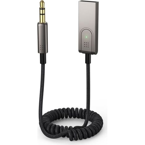 1 adaptateur Bluetooth voiture, câble AUX extensible 31-150 cm, connecteur mâle 3,5 mm, portée 10 m, réponse 20 Hz-20 kHz (1/4)