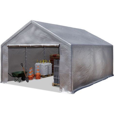 TOOLPORT Storage tent 5x10 m industrial tent shelter garage tent PE tarpaulin 350 N waterproof grey