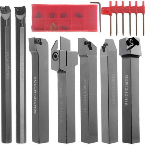 Ensemble 7 Pièces Fraises Métal Dur Tournage 12mm Diamètre Tige Outils CNC Usinage Acier (1/4)