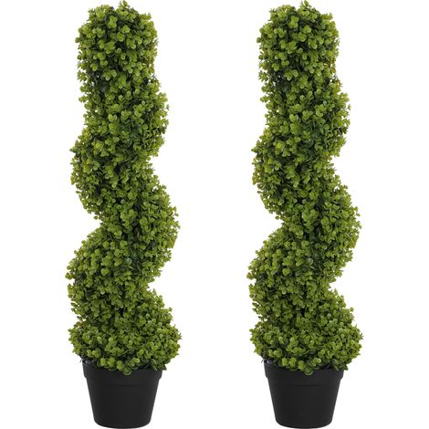 Lot de 2 eucalyptus artificiels spiralés 90 cm vert