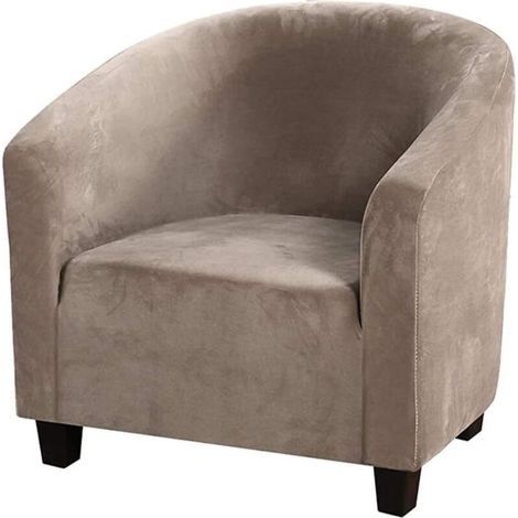 Housse De Chaise Club,Housses De Chaise De Baignoire en Velours Extensible Housses De Canapé Souples pour Fauteuil Protecteur De Meubles (Marron, velours)- (1/5)