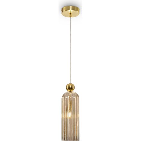Maytoni Sospensione moderna Antic 1 luce E14 oro metallo diffusore vetro cognac