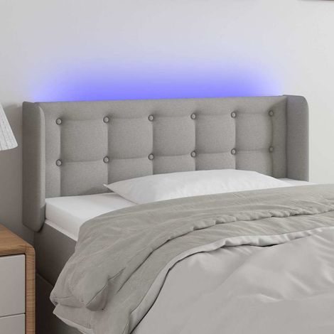 Tête de lit LED gris clair réglable, tissu, bande lumineuse 83 x 16 x 78/88 cm, 7.4kg - PANGIVO (1/5)