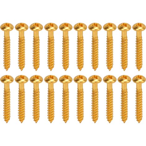 20 hochfeste Metall-Befestigungsschrauben für Tonabnehmer, Ersatzschrauben für E-Gitarren- und Bass-Tonabnehmer, Gold (1/5)