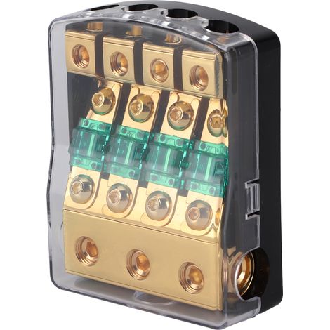 Support 1 Entrée 4 Sorties 0/4 AWG vers 4/8 AWG Porte-fusible en Cuivre pour Auto Camion Bateau (1/5)