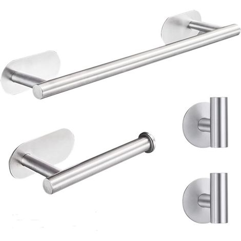 4-teiliges Badezimmer-Accessoire-Set, Toilettenpapierhalter aus Edelstahl, silberner Bademantelhaken (1/5)