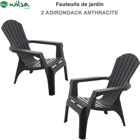 Sessel Adirondack Polypropylenharz Wilsa Garden - Anthrazit - 2 Sessel Adirondack