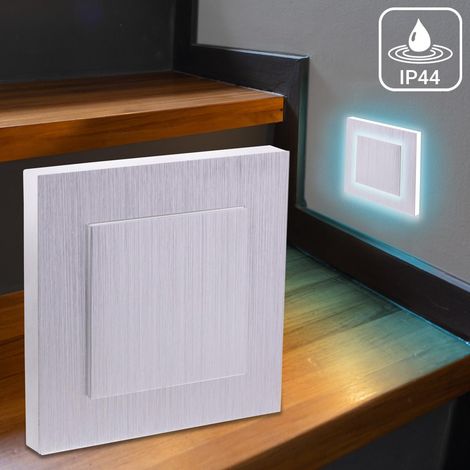 LED Treppenleuchte IP44 eckig Alu-gebürstet - Lichtfarbe: Kaltweiß 1,5W - Lichtaustritt: Doppio (1/5)