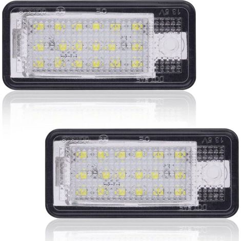 Ampoules LED ultra-lumineuses pour plaque d'immatriculation, lumière blanche xénon 6000K, 18 SMD, lot de 2, compatibles avec Audi A3 S3 A4 S4 A6 S6 C6 A8 S8 Q7 RS4 RS6