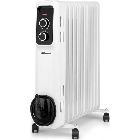 Radiador de aceite Orbegozo RS 2500, 11 elementos, termostato regulable, 3 potencias de calor, ruedas pivotantes multidireccionales, 2500 W (1/5)