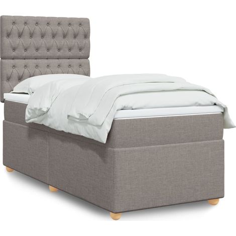 Boxspringbett mit Matratze Taupe 90x190 cm Stoff