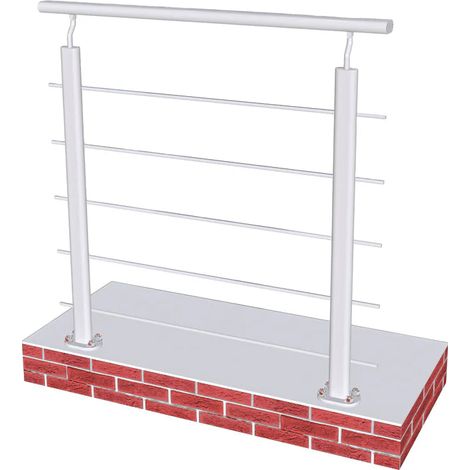 Grand Verre – Garde-corps en verre pour escalier – Fixation verticale intérieure/extérieure – Longueur 1m – Aluminium gris mat avec 5 barreaux
