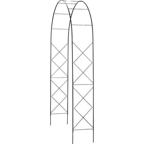 Pérgola de jardín, diseño metálico, soportes para plantas trepadoras, color negro. (1/5)