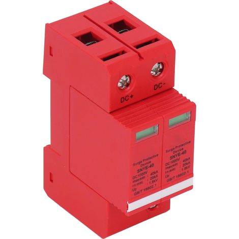 Boîtier de distribution orange-rouge avec dispositif de protection contre les surtensions, parafoudre 40 kA CC 1000 V 2P (1/5)