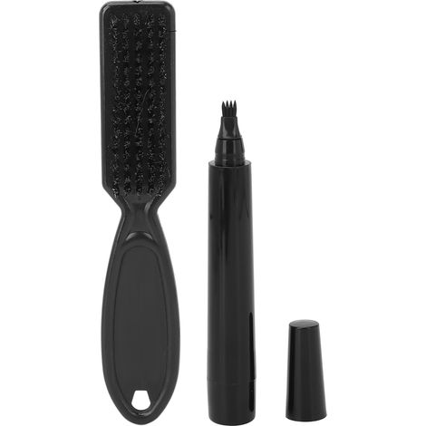 Pinceau correcteur barbe noir waterproof, stylo à moustache longue tenue anti-sueur, remplisseur de barbe avec brosse nettoyante imperméable. (1/5)