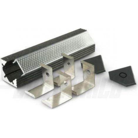 Alpha elettronica profilo allumio 2mt nero ad angolo jo380/152n-42k
